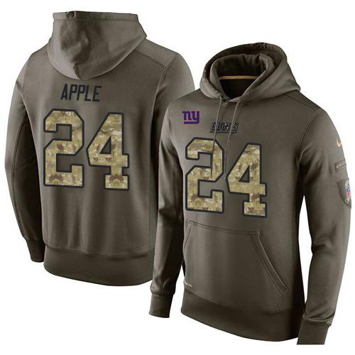 NFL Men's Nike New York Giants #24 Eli Apple Stitched Green Olive Salute To Service KO Performance Hoodie